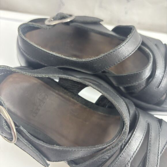 Dansko Lolita Sandal Leather Womens 36 6 Blk Slingback Strappy Rocker Block Heel - Picture 15 of 16